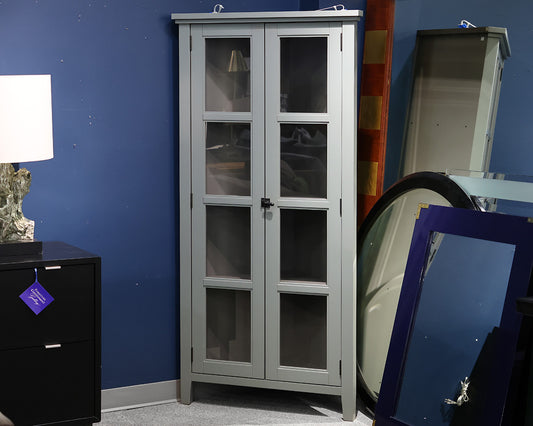 Crate & Barrel 2-Door Corner Cabinet in Grey