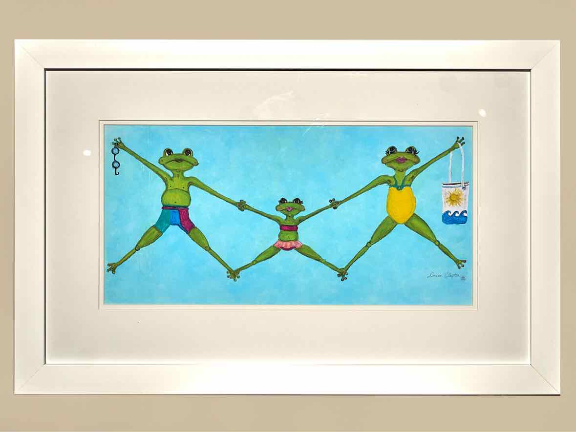 'Summer Splash I' White Frame Double Matted Watercolor Print