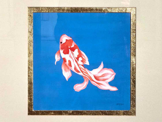 'Colorful Koi II' Art Print In Gold Bamboo Style Frame
