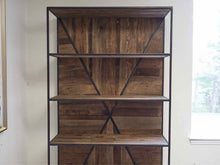 Industrial Metal & Wood Four Shelf Bookcase