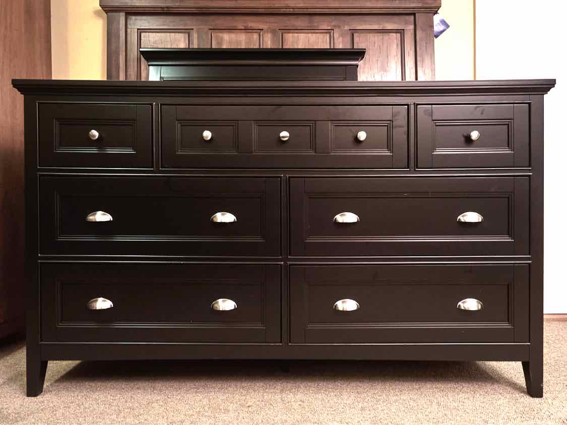 Magnussen Black Finish 7 Drawer Dresser with Matching Mirror