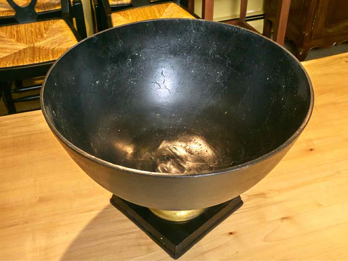 Iron Metal Garden Urn with Gold Accent