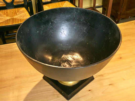 Iron Metal Garden Urn with Gold Accent