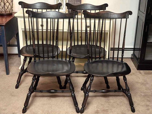 Set of 4  Alex Pifer "The Seraph' Black Crackle Comb Back Dining Chairs