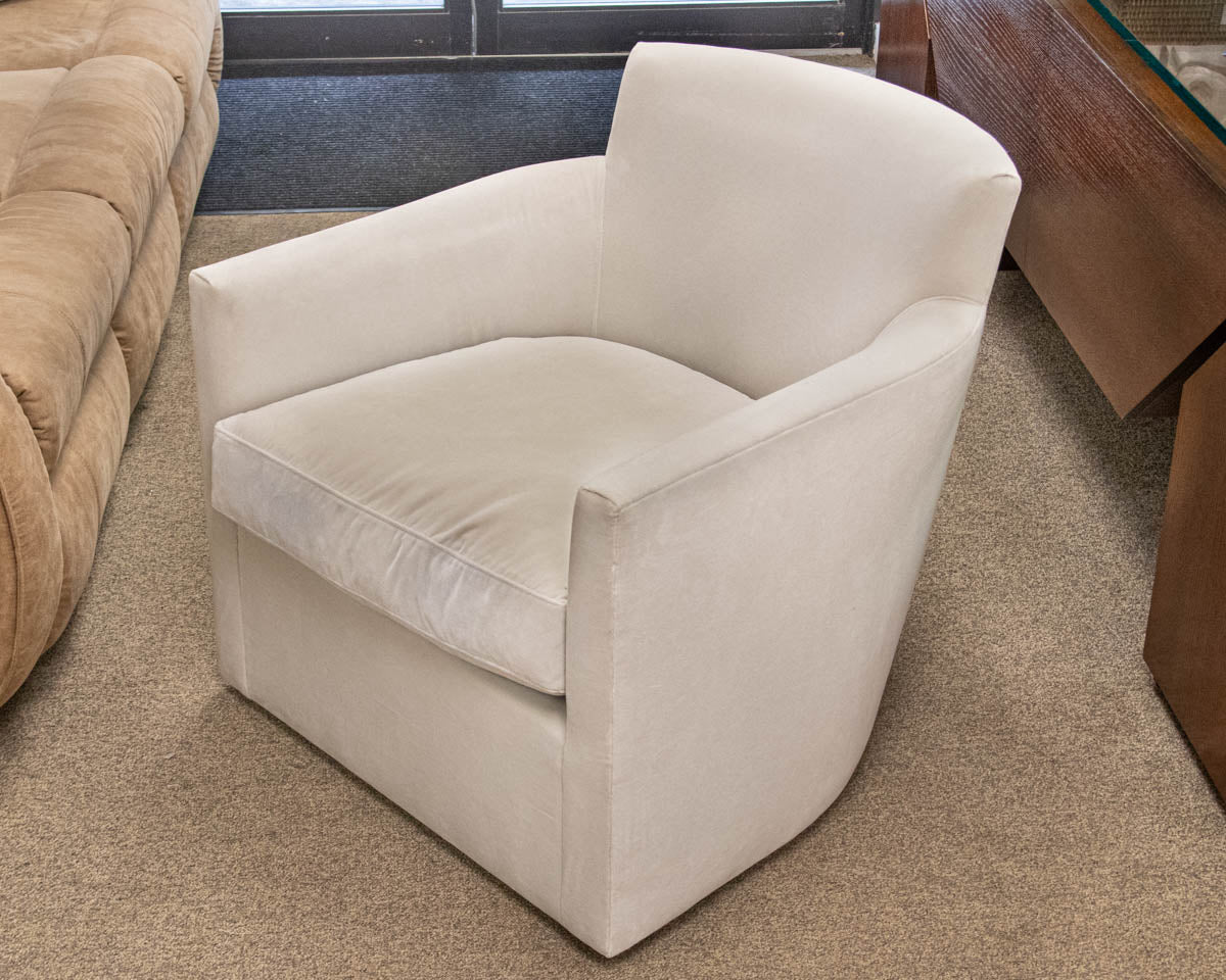 Swivel Club Chair with Cloud Grey Performance Velvet Upholstery