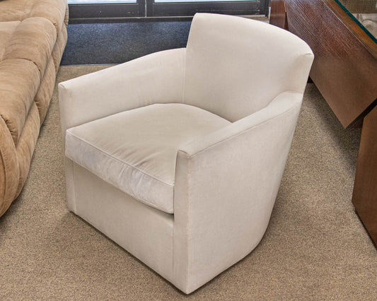 Swivel Club Chair with Cloud Grey Performance Velvet Upholstery
