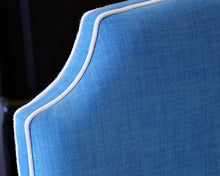 Upholstered Twin Blue Regency Style Bed Frame