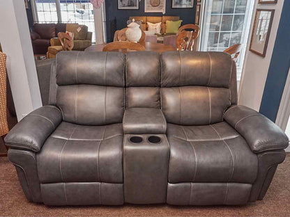Grey Leather 2 Chair Power Recliner