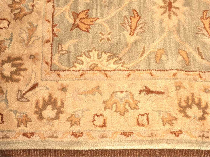 Kaleen Wool Area Rug In Light Green, Cream & Sepia