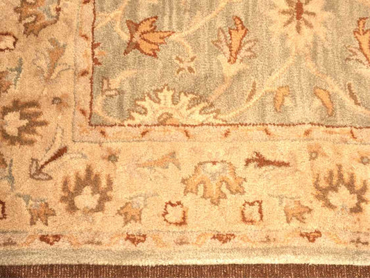 Kaleen Wool Area Rug In Light Green, Cream & Sepia