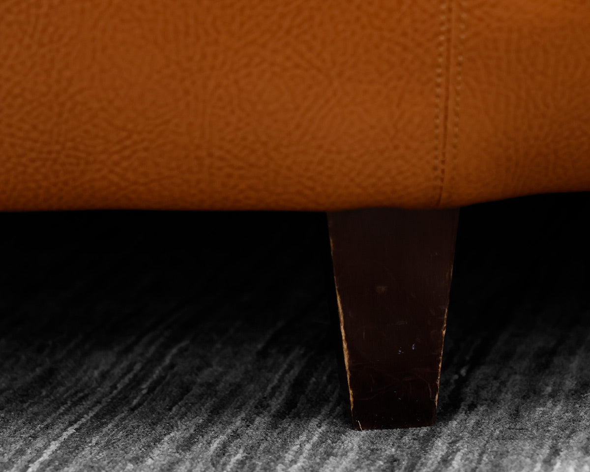 Custom Oval Shaped Leather Ottoman