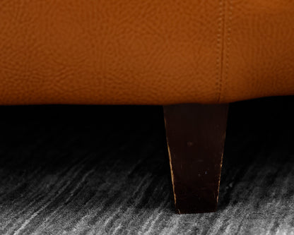 Custom Oval Shaped Leather Ottoman