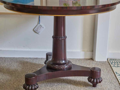 John Whiddicomb Round Inalid Mahogany Accent Table