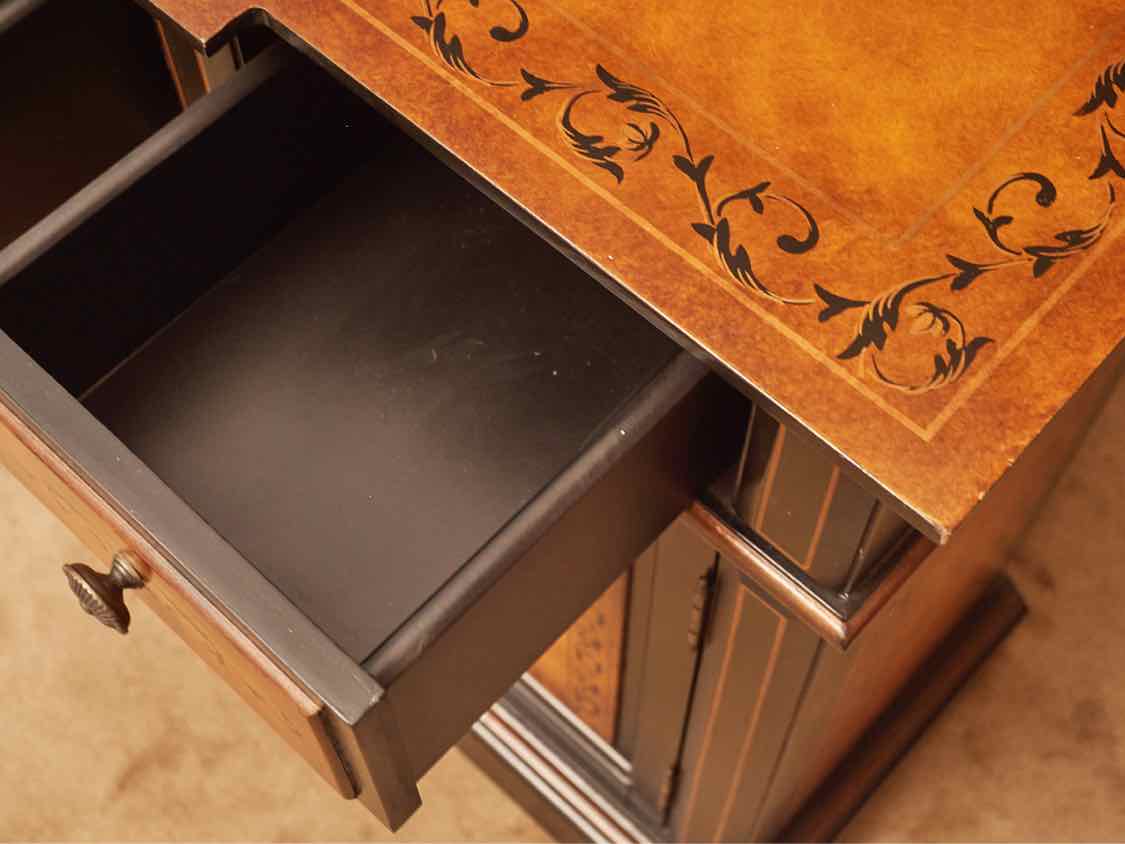 Black Finish With Stencil Accents 3 Drawer & 4 Door  Sideboard