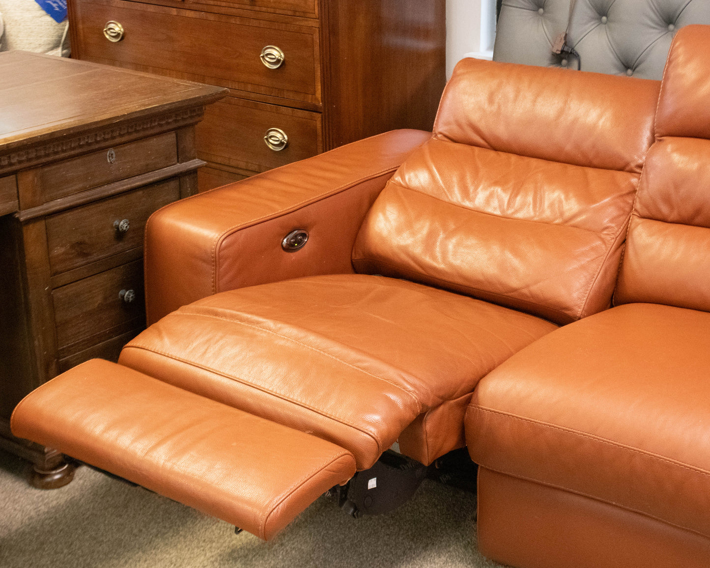 Domicili  Bonded Cognac leather Recling Sofa