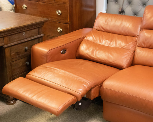 Domicili  Bonded Cognac leather Recling Sofa