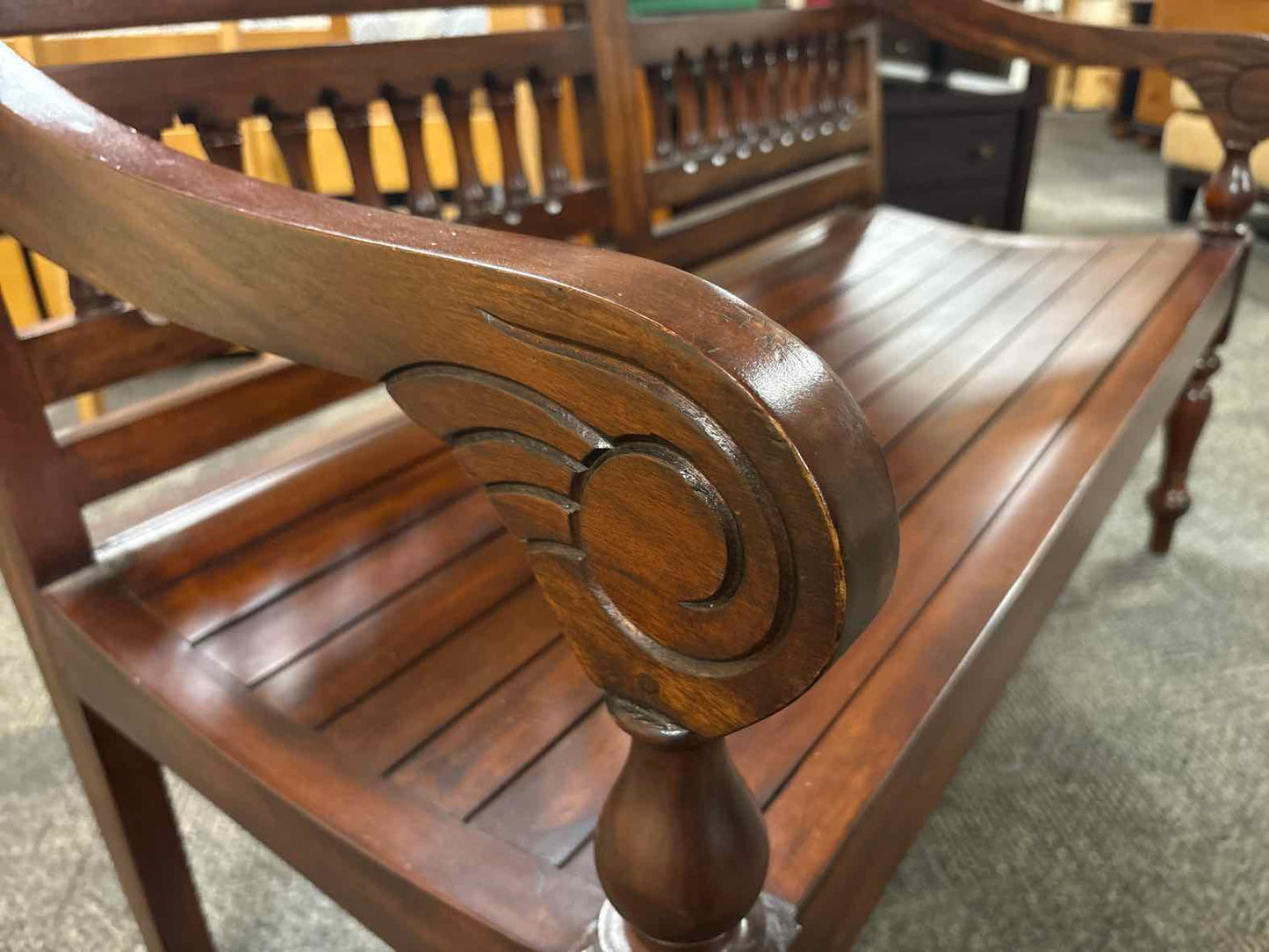 Furniture Classics Ltd. Carved Mahogany Bench