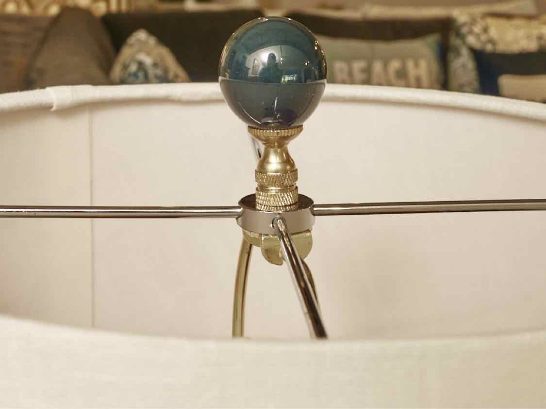 Porcelain Dark Blue Vase Shape Gold Base Table Lamp