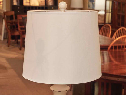 Distress Old White Cast  Resin Table Lamp With Shade
