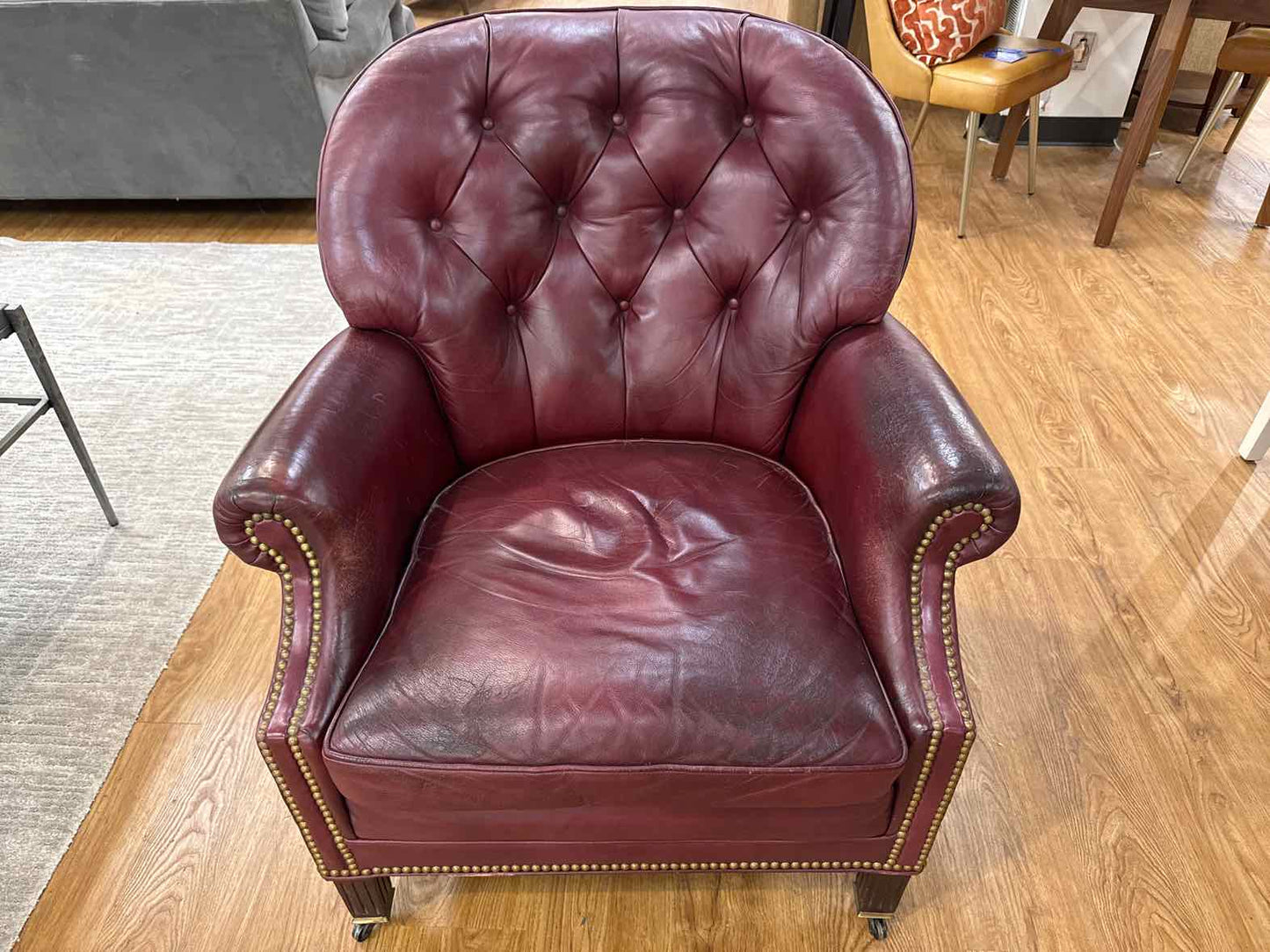 Hancock and Moore Tufted Burgundy Chair