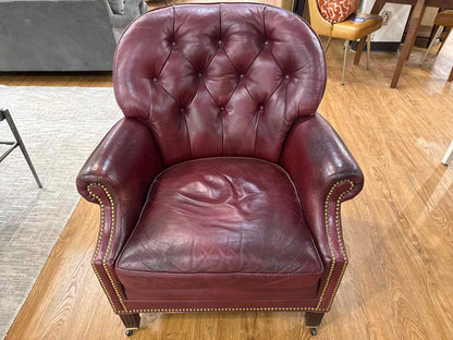 Hancock and Moore Tufted Burgundy Chair
