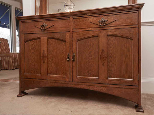 Oak Sideboard with 2 Drawers & 2 Doors with Mirror with Columns
