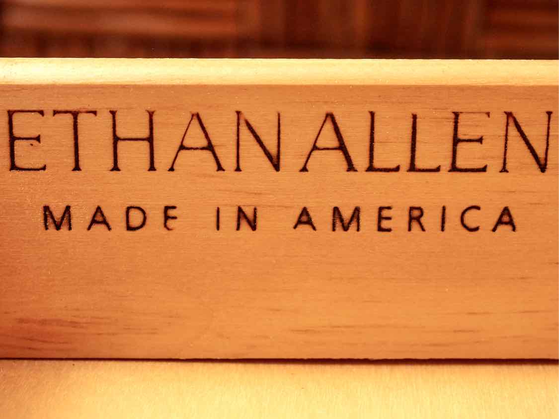 Ethan Allen  Pine Plank Top Cream Finish 1 Drawer Side Table