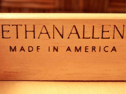 Ethan Allen  Pine Plank Top Cream Finish 1 Drawer Side Table