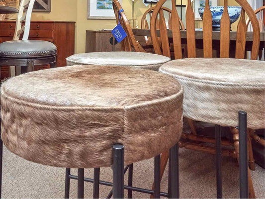 Set Of 3 Four Hands 'Norcona' Speckled Hide Metal Legs  Counter Stools