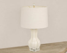 White Porcelain Table Lamp with Off-White Hardback Shade