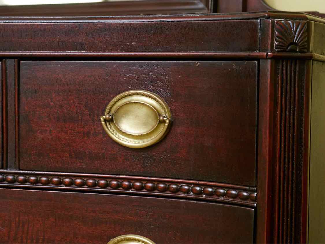 Manson's  Solid Mahogany Serpentine 6  Drawer Dresser With Mirror