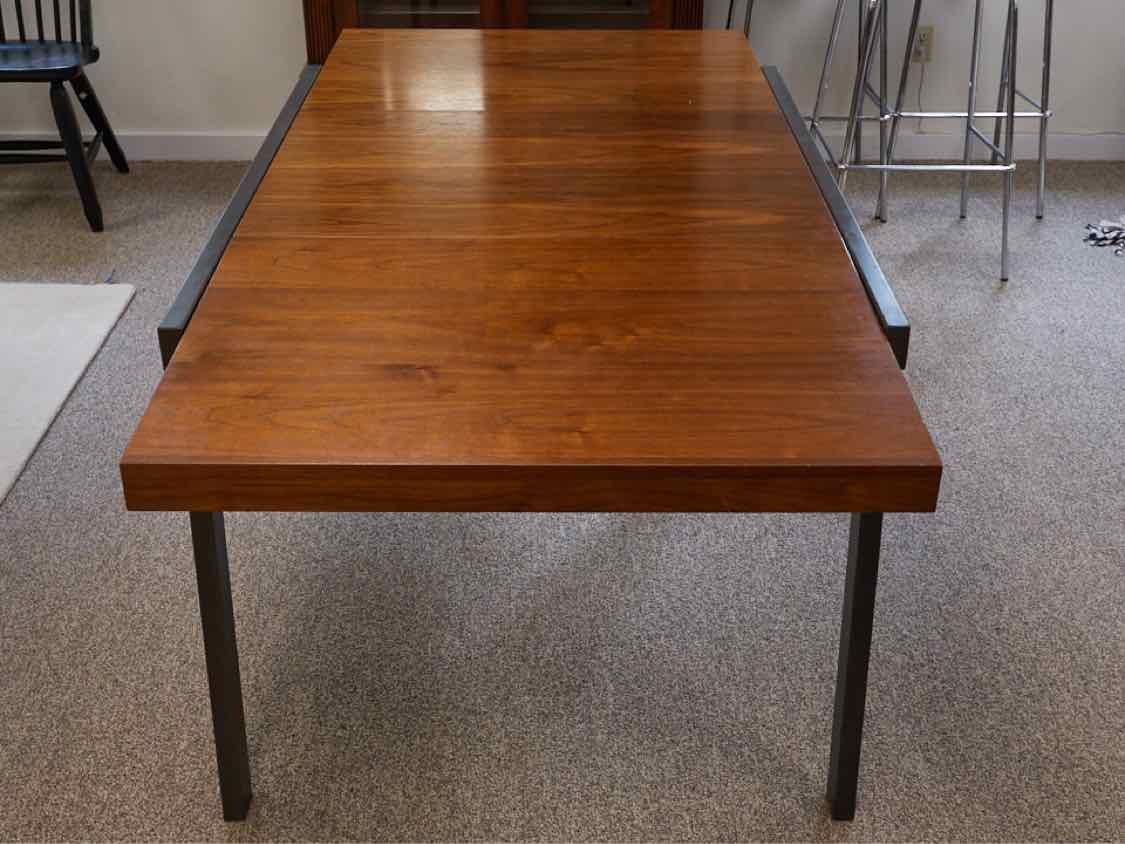 CB2 Metal & Cherry Dining Table W/ Leaf