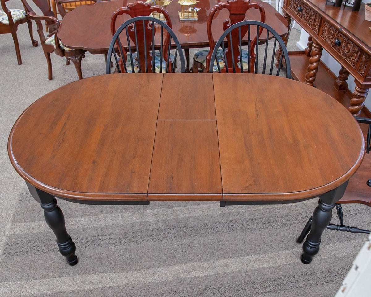 Cherry Finish Oval Table with Butterfly Leaf  & 6 Windsor Chair Set