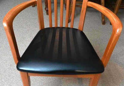 Set Of 7 A.Sibau Italy Cherry Dining Chairs With Bonded LeatherSeat Cushions
