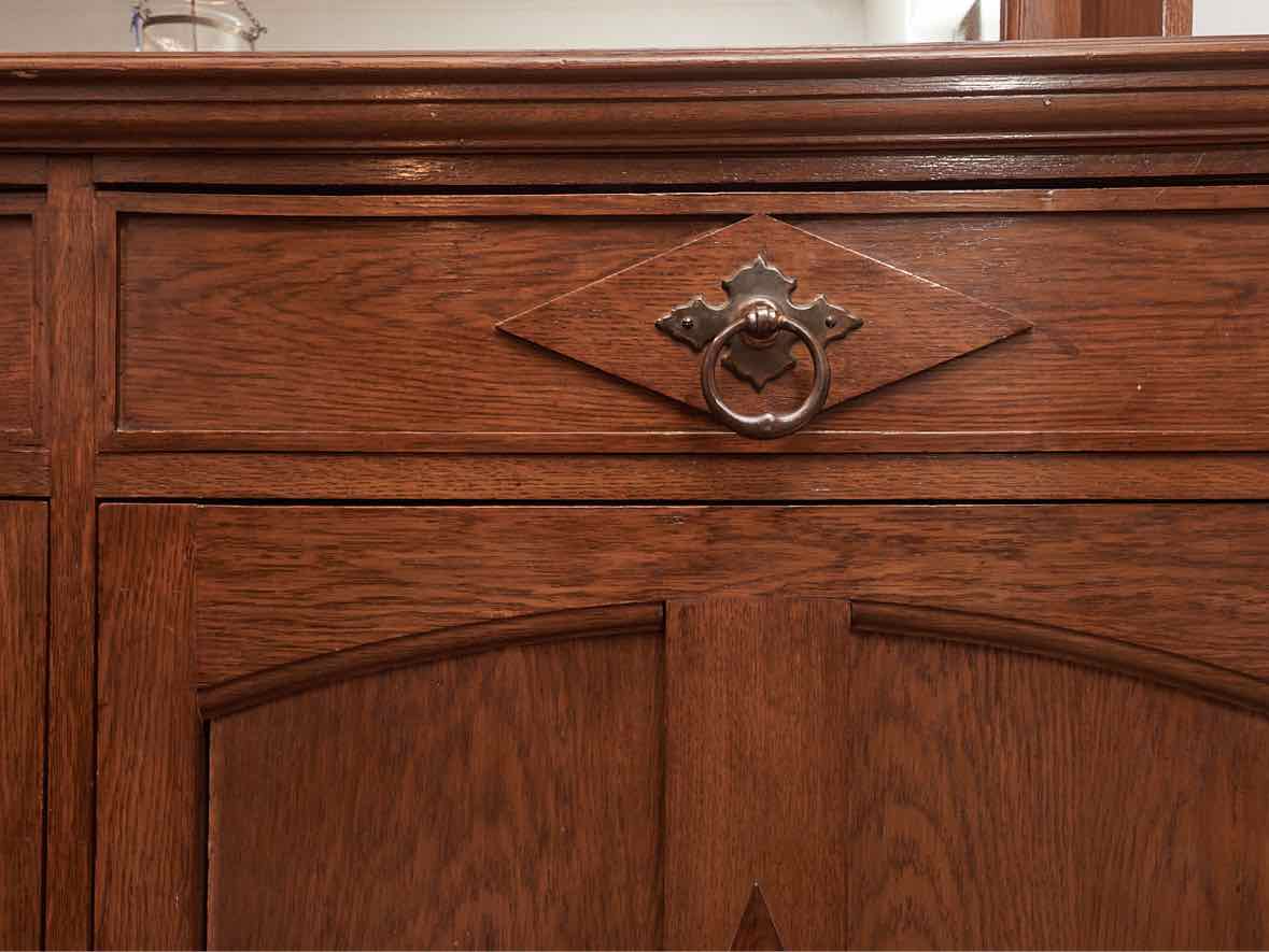 Oak Sideboard with 2 Drawers & 2 Doors with Mirror with Columns