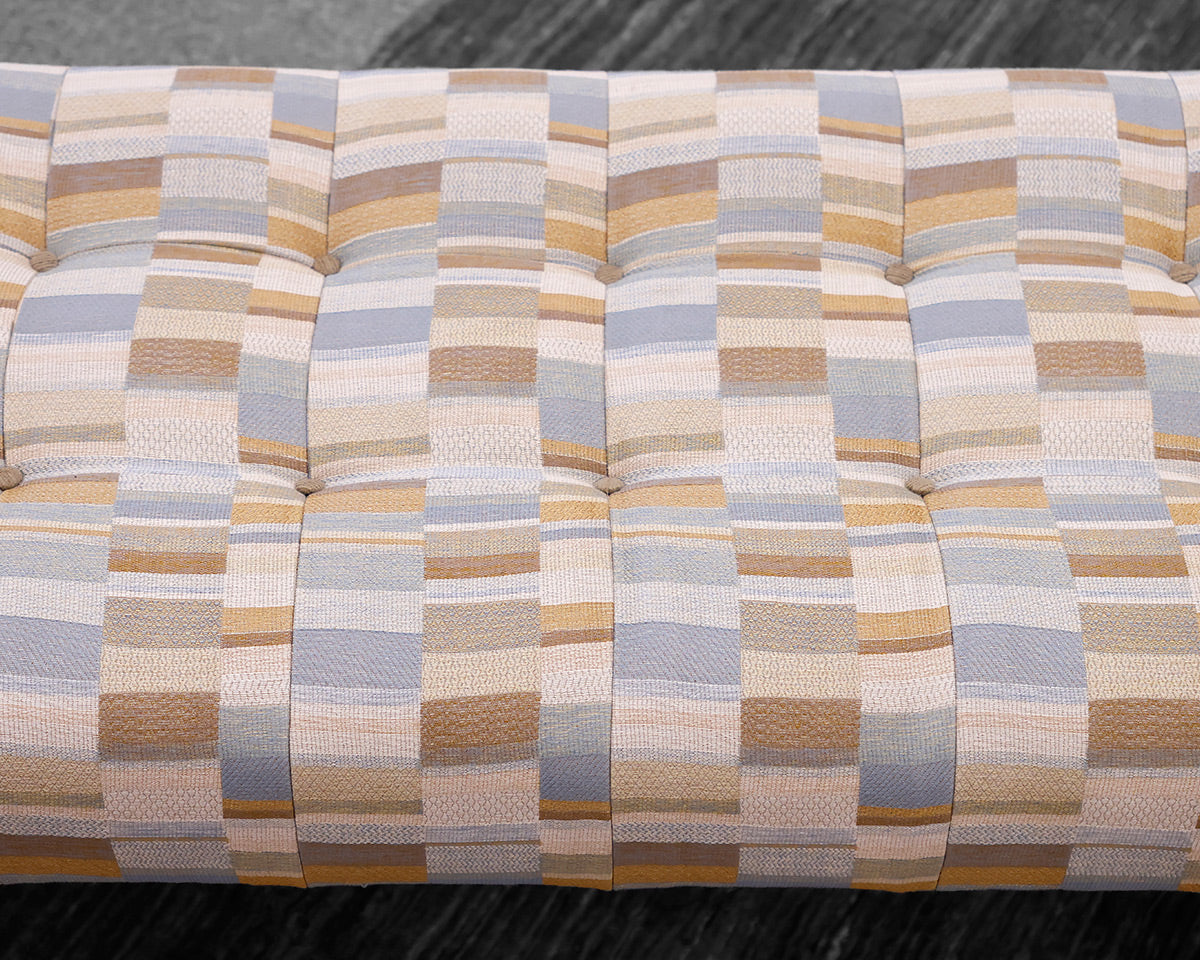 Custom Upholstered Tufted Waterfall  Walnut Bench