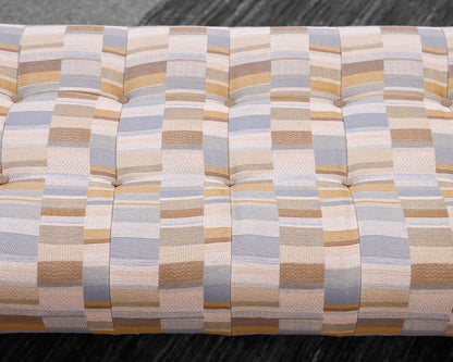 Custom Upholstered Tufted Waterfall  Walnut Bench