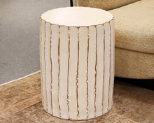 Cream Side Table in Ribbed Ceramic