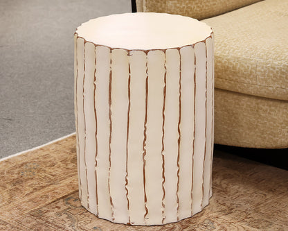 Cream Side Table in Ribbed Ceramic