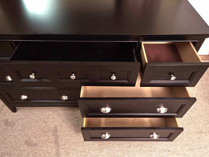 Magnussen Black Finish 7 Drawer Dresser with Matching Mirror