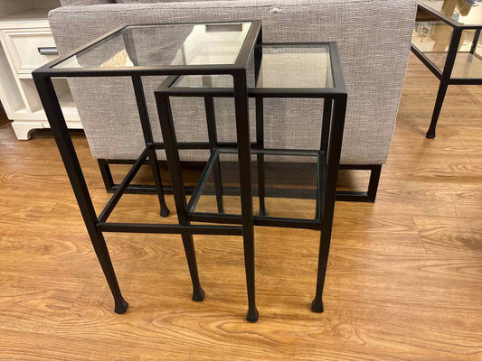 Pair of Glass Top Nesting Tables