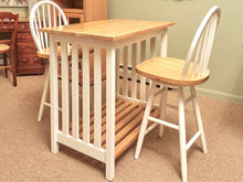 Ash Top White Finish Hightop Table & 2 Swivel Chairs