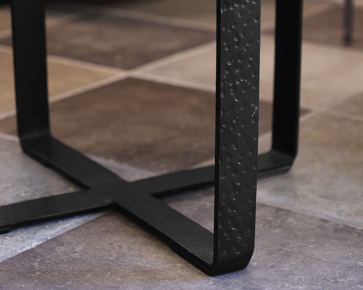 Round Black Hammered Accent Table