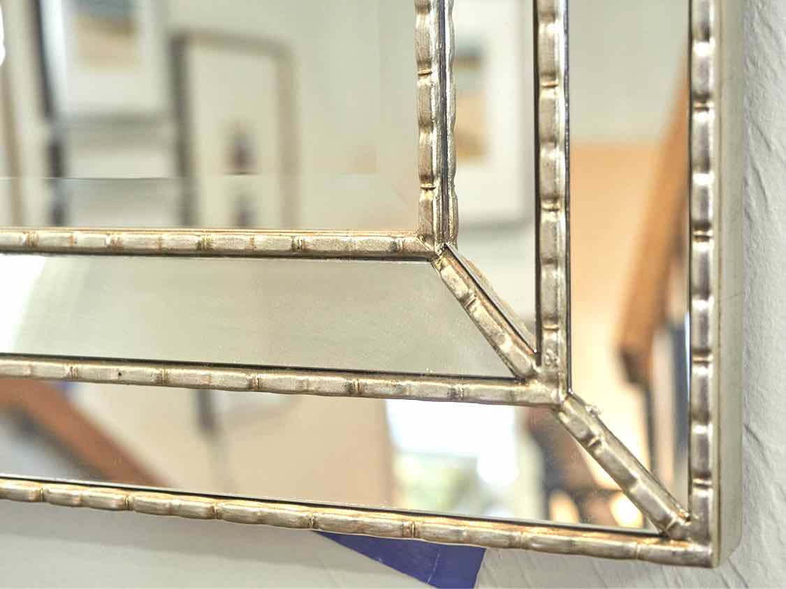 Silver Framed Beveled Mirror