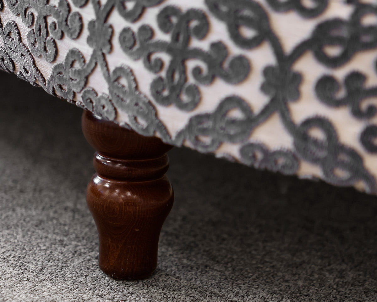 Chaises Lounge in Cut Velvet Scroll Pattern