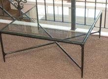 Thaddeus Hand Forged Metal Glass Top Cocktail Table