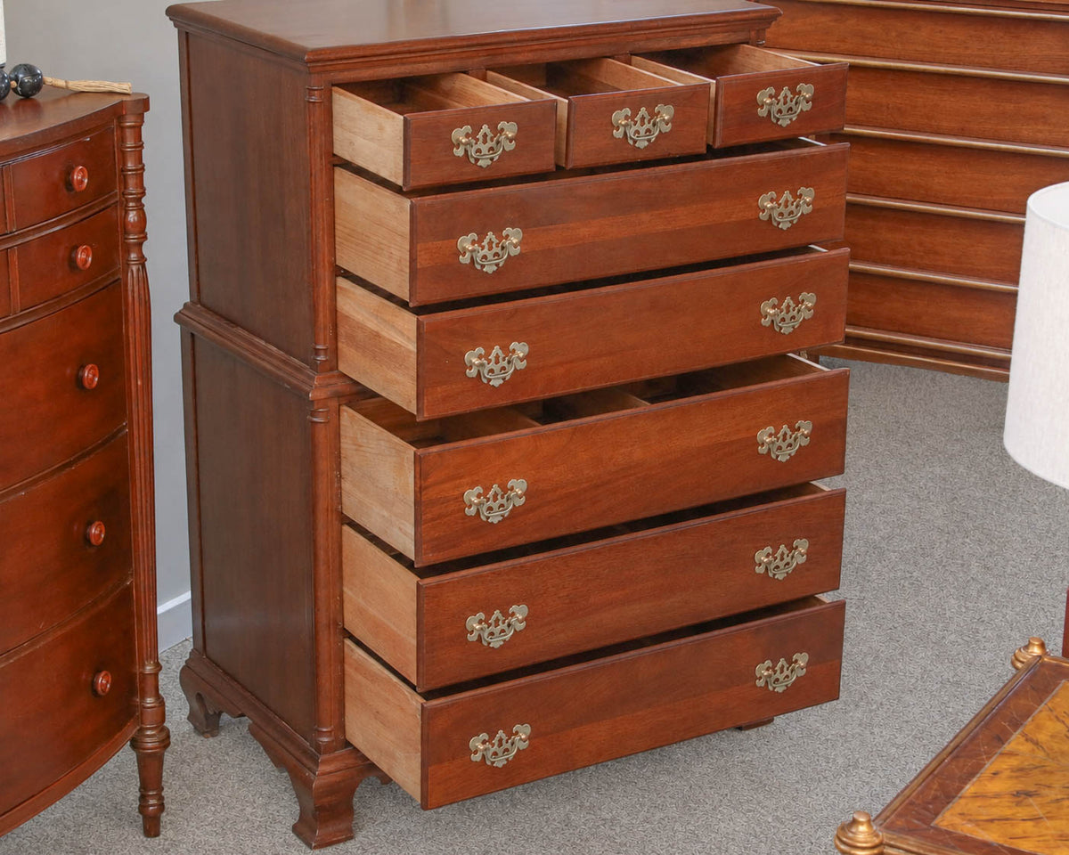 Mahogany Chest-On-Chest with Brass Pulls