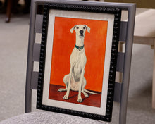 Hound on Red - Print in Beaded Black Frame