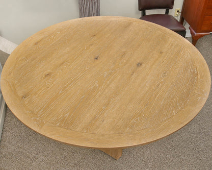 Light Washed Round Dining Table In Natural Reclaimed Wood Finish