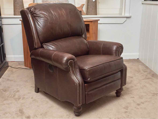 Espresso Brown Bonded  Leather Nailhead Trim  Power Recliner